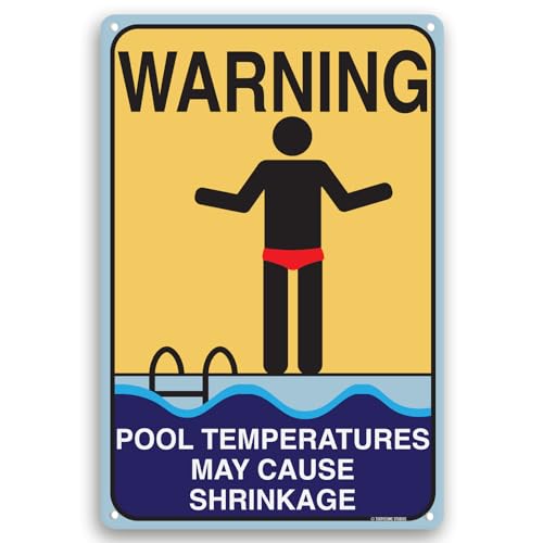 Pool Shrinkage 12”x8” Aluminum Funny Pool Sign Indoor Outdoor Shower Sign Home Novelty Decor