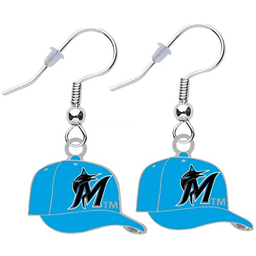 Miami Marlins Cap Earrings - Pierced