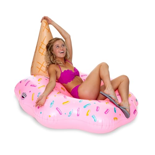 BigMouth Inc. Melting Ice Cream Pool Float, Thick Vinyl Swimming Tube, 4 feet Wide, Holds 200 Pounds and Includes Patch Kit