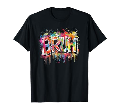 Boys Bruh Meme Funny Saying Teens Graffiti Aesthetic Kids T-Shirt