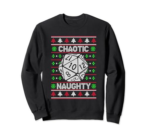 Santa Chaotic Naughty Christmas D20 Ugly Tabletop Sweater Sweatshirt