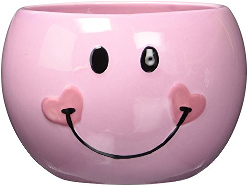 Pink Smiley Happy Face Candy Dish/Planter with Heart