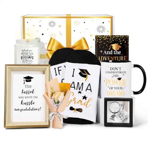 Graduation Gifts, Graduation Gifts for Her, Congrats Grad Gifts, 7 in 1 Pratical Graduation Gift Basket for College or High School Class of 2024 Graduation Gift Box for Women, Daughter, Sister, Friend