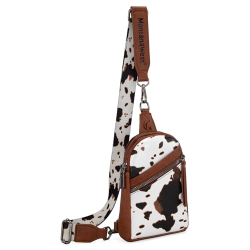 Montana West Western Cow Print Crossbody Sling Bags for Women Small Cross Body Fanny Pack Purse MWC-3353BR