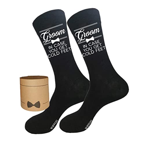 WIFFGO Groomsman Gifts For Men Wedding Gifts Novelty Socks Funny Proposal Gifts Groom Bestman 100% Cotton Crew Socks