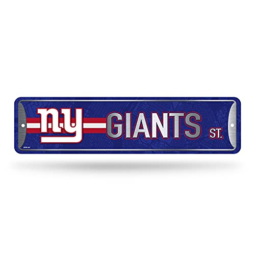 Rico Industries NFL New York Giants Home Décor Metal Street Sign (4' x 15') - Great for Home, Office, Bedroom, & Man Cave - Made,Silver