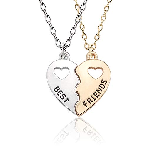 Sisadodo BFF Friendship Necklace for 2 - Best Friend Necklaces BFF Gifts for 2 Matching Heart Best Friends Forever Pendant Necklaces Set¡­