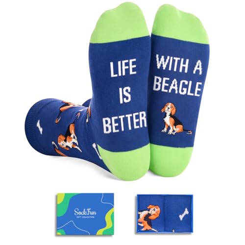 sockfun Novelty Unisex Beagle Socks for Women Men, Crazy Beagle Gifts for Beagle Lovers, Dog Gifts for Dog Lovers