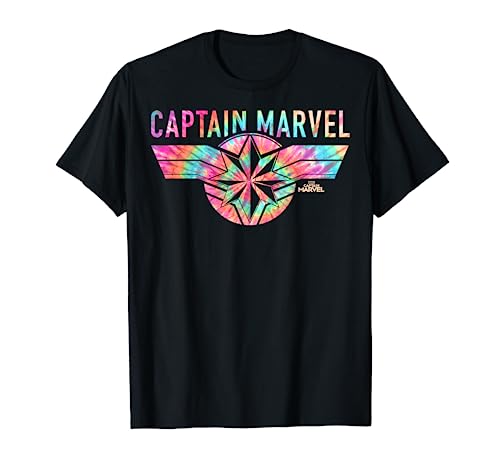 Captain Marvel Logo Banner Tie Dye Colors Graphic T-Shirt T-Shirt