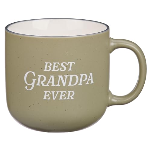 Christian Art Gifts Large Ceramic Coffee & Tea Mug for Grandfathers: Best Grandpa Ever Encouraging Bible Verse for Men, Microwave & Dishwasher Safe, Non-toxic Sturdy Cup, Sage Green & White, 15 oz.