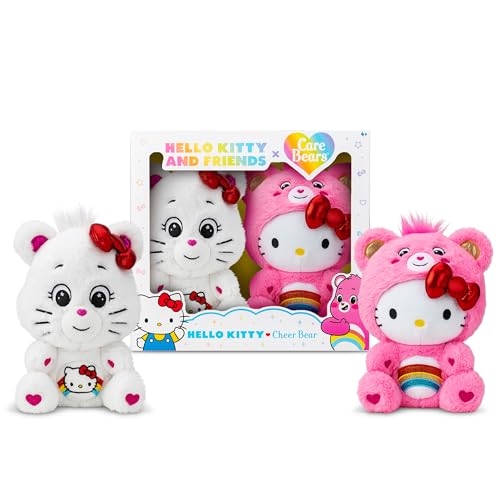 Care Bears Hello Kitty Loves Cheer Bear 10' Collectible Plush 2-Pack - Soft, Huggable Material!