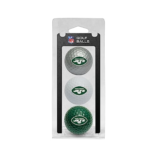 Team Golf NFL New York Jets 3 Golf Ball Pack Regulation Size Golf Balls, 3 Pack, Full Color Durable Team Imprint