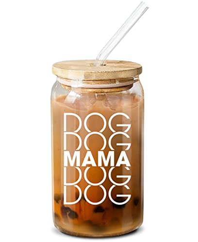 NewEleven Christmas Gifts For Dog Lovers, Dog Owners, Dog Mama, Dog Mom, Fur Mama - Dog Mom Gifts For Women - Cute Funny Gifts For Women, Best Friend, Girlfriend - 16 Oz Coffee Glass