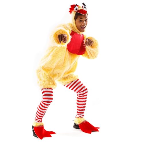 Funky Chicken Costume - Funny Silly Unisex Halloween Adult Body Suit ((S/M))