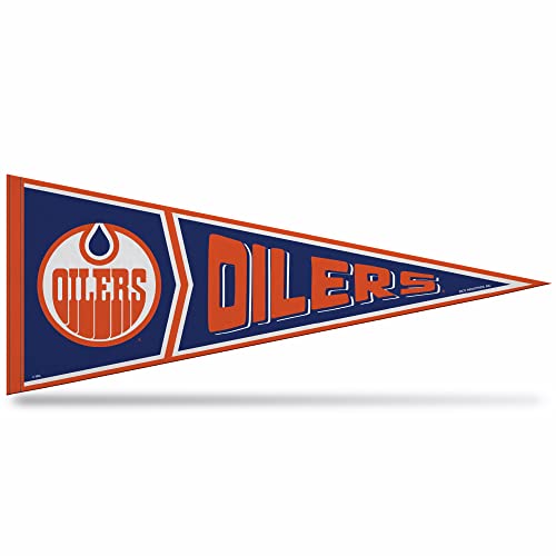 Rico Industries NHL Hockey Edmonton Oilers Retro 12' x 30' Felt Wall Décor Pennant - Great for Home/Bed Room/Man Cave Décor