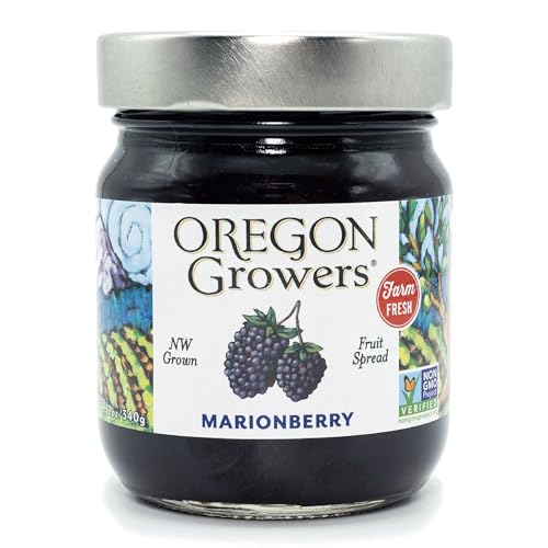 Oregon Growers Marionberry Fruit Spread - Marionberry Jam Made In Oregon, Blackberry Jam, Blackberry Fruit Spread, All Natural Ingredients, Non-GMO - 12 Oz (Pack Of 1)