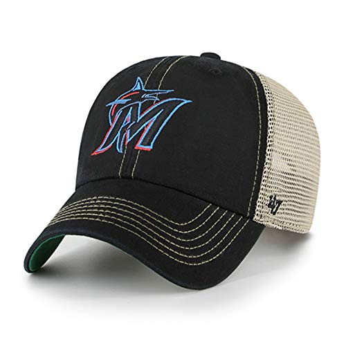 '47 MLB Trawler Mesh Clean Up Adjustable Hat, Adult One Size Fits All (Miami Marlins Black)