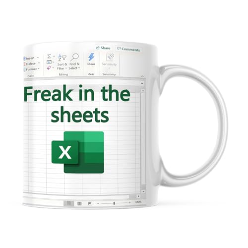 Aigori Funny Excel Coffee Mug, Freak In The Sheets Mug, Spreadsheet Excel Cup, Gifts for CPA CFO Coworkers Accounting Boss Friends, Novelty Gifts for Birthday Christmas New Year Men Women