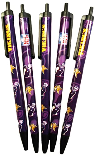 NFL Minnesota Vikings Disposable Black Ink Click Pens, 5-Pack