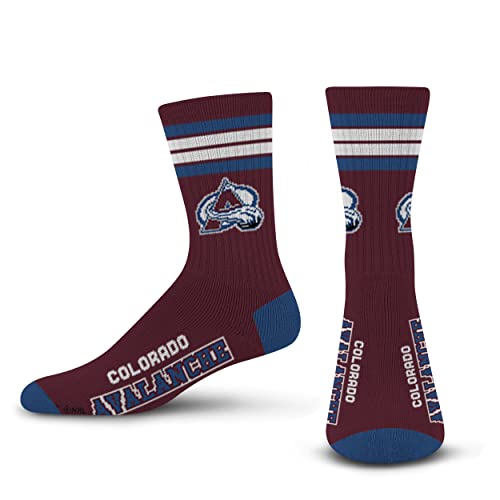 For Bare Feet NHL Colorado Avalanche 4 Stripe Deuce Crew Sock Team Color MEDIUM