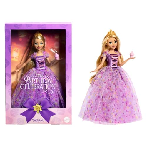 Mattel Disney Princess Birthday Celebration Rapunzel Deluxe Fashion Doll, Inspired by Disney Tangled Movie, Special Occasion Doll for Kids & Collectors