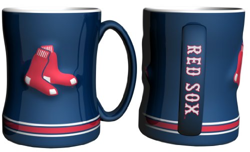 Boston Red Sox Coffee Mug - 14oz Sculpted Relief - Blue