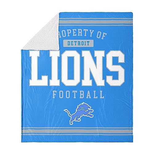 FOCO Detroit Lions NFL Team Property Of Sherpa Fleece Blanket