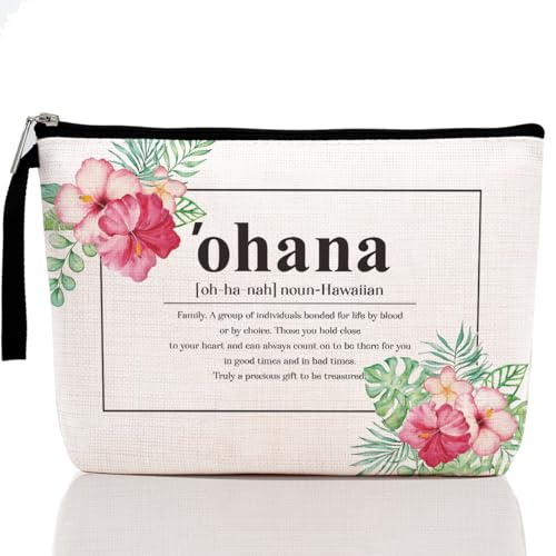 Hawaii Gifts Hawaiian Souvenirs Hawaiian Gifts for Women Hawaiian Tropic Ohana Makeup Bag Appreciation Gifts for Aunt Sister Grandma Cosmetic Bag Travel Bag for Christmas New Year's Day Birthday