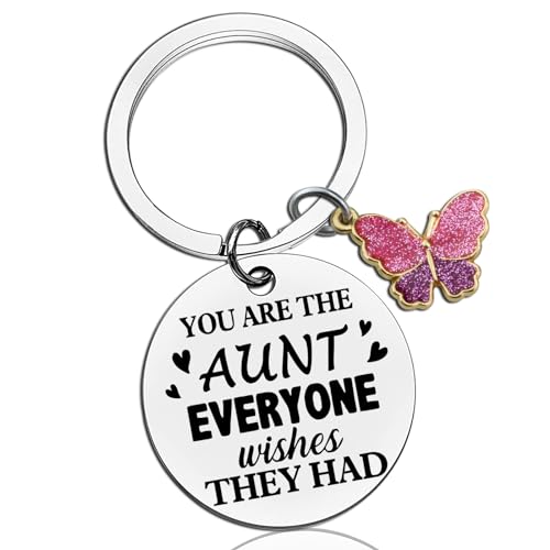 AOBIURV Aunt Gifts Cute Keychain Gift For Aunt Best Auntie Ever Gifts Aunt Presents From Niece Nephew Christmas Birthday GIft For Aunt Best Aunt GIfts Keyring