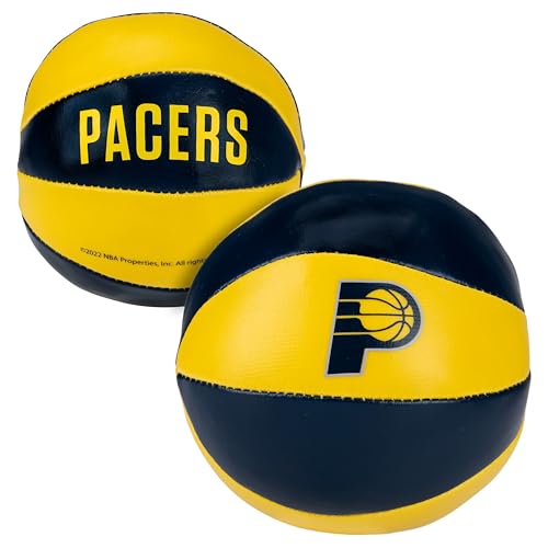 Franklin Sports NBA Indiana Pacers Toy Basketballs - 2 Pack of Kids Soft Mini Basketballs for Over The Door + Indoor Hoops - NBA Fan Shop Kids Soft Toy Basketballs - (2) Mini Balls Included