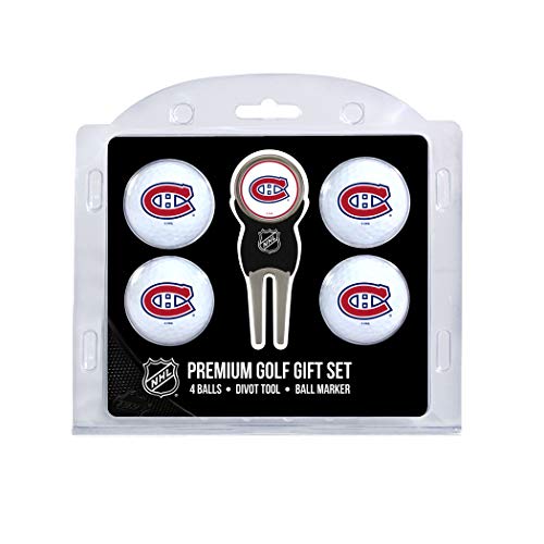 Team Golf NHL Montreal Canadiens 4 Golf Ball And Divot Tool Set Regulation Size Golf Balls (4 Count) & Divot Tool with Removable Double-Sided Magnetic Marker