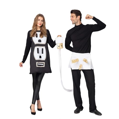 Spooktacular Creations Plug and Socket Halloween Costume Adult, Plug and Outlet Couples Costume USB Costume for Halloween Costume Party (Small)