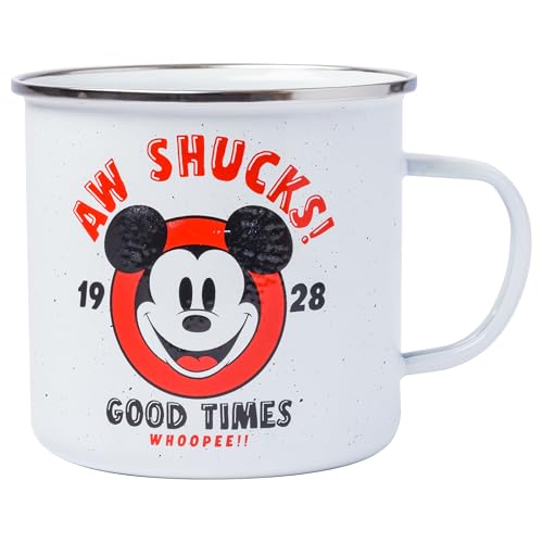 Silver Buffalo Disney Mickey Mouse Aw Shucks Whoopee Enamel Camper Mug, 21 Ounces