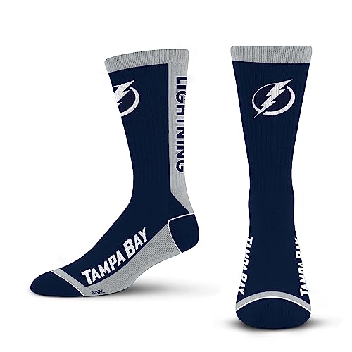 For Bare Feet NHL TAMPA BAY LIGHTNING MVP Crew Sock Team Color Large