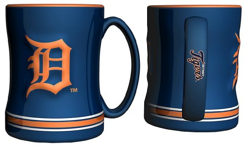 Boelter Brands Detroit Tigers Coffee Mug - 14oz Sculpted Relief - Blue