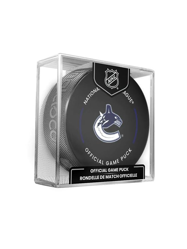 Vancouver Canucks Official Game Hockey Puck with Holder