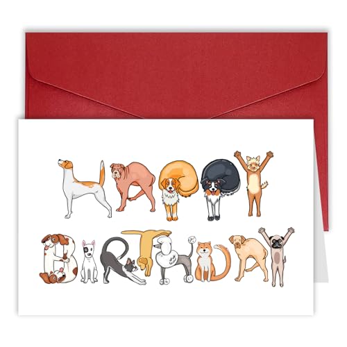 Bhiosng Happy Birthday Card for Dog Lover, Funny Dogs Birthday Cards for Men Women, Cute Dogs Owner Birthday Gift From Dogs, Humor Dogs Birthday Gift Card For Dad Mom Brother Sister