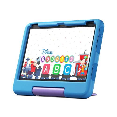 Amazon Fire 10 Kids tablet (newest model) ages 3-7 | Bright 10.1' HD screen with ad-free content and parental controls included, 13-hr battery, 32 GB, Blue