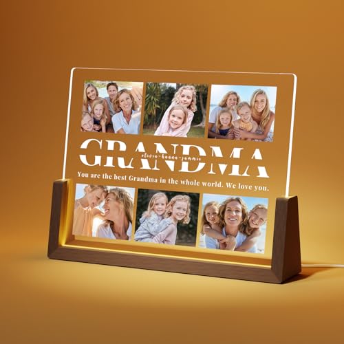 LUCKOR Personalized Grandma Gifts for Christmas, Mothers Day Gifts for Grandma, Custom Walnut Picture Frame Gifts Ideas, Customized Grandma Birthday Gifts, Best Grandma Gifts