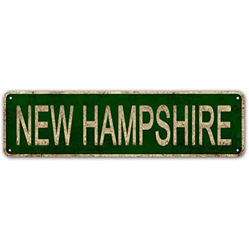 LINStore New Hampshire Sign, America State Name Vintage Metal Tin Sign, Wall Decor for Office/Home/Classroom - Best Decor Gift Ideas for Women Men Friends 4x16 Inches