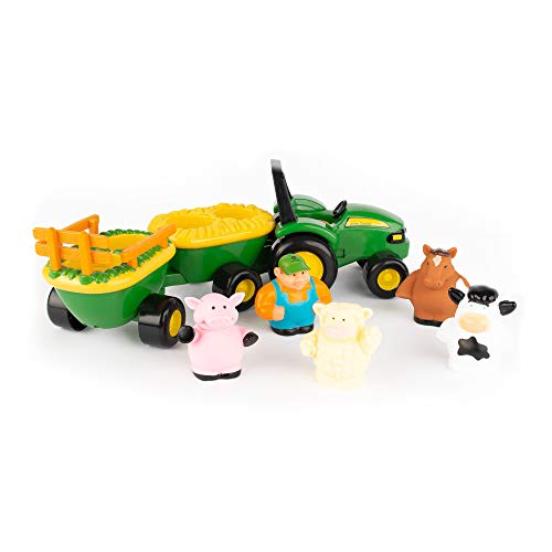 John Deere Animal Sounds Hayride Musical Tractor Toy - Musical Hayride Toddler Toys - Includes Farmer Figure, Tractor, and 4 Farm Animals - Toddler Music Toys - Ages 12 Months and Up