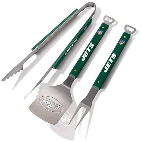 YouTheFan NFL New York Jets Spirit Series 3-Piece BBQ Set Stainless Steel, 22' x 9'