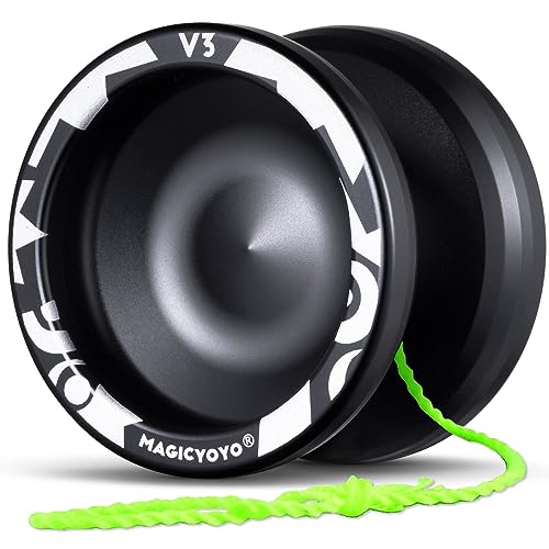 MAGICYOYO V3 Yoyo for Kids 8-12 or Above, Responsive Yoyo Professional with Dual Function, Professional Trick Yo yo for Adults with 12 Yoyo Strings, KK Bearing, Bearing Puller, Axle, Yoyo Case - Black