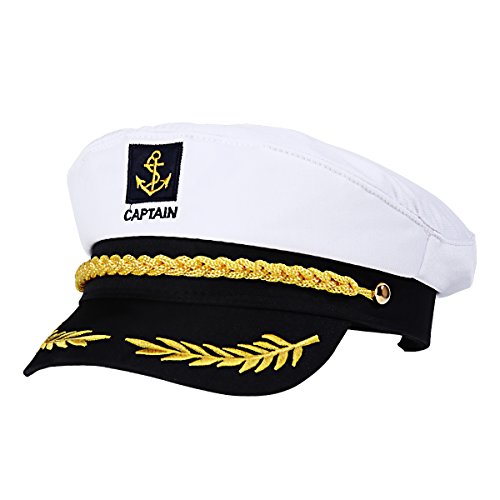 LUOEM Adjustable Yacht Captain's Hat Sailors Sea Cap Captain Hat Adult Sailor Cosplay Costume Accessory (White)