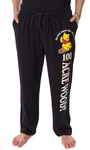 Disney Adult Winnie The Pooh 100 Acre Woods Lounge Sleep Pajama Pants L Black