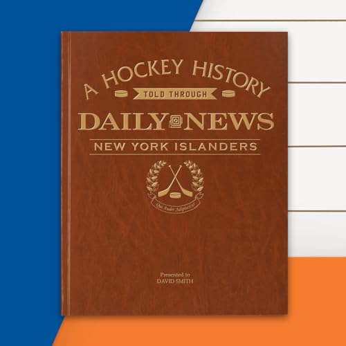 Signature gifts New York Ice Hockey Newspaper History Book,Personalized A3 Large Deluxe Hardcover - NY NHL Fan - Keepsake Gift - Name Gold Embossed (NY Islanders)