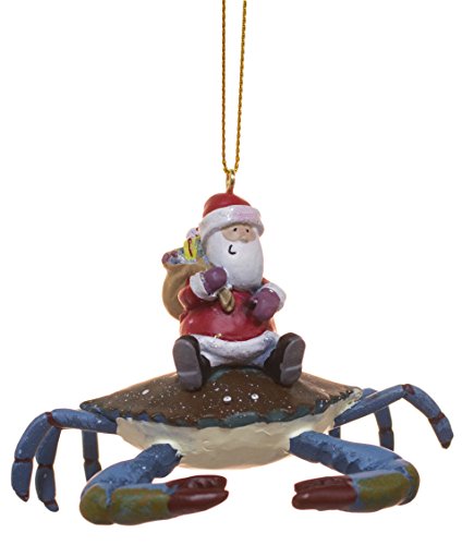 Cape Shore Santa Riding Maryland Blue Crab Christmas Holiday Ornament, 3-inches, Resin