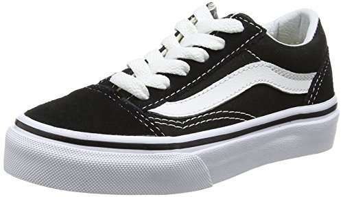 Vans Kids Old Skool Black/True White Skate Shoe, Black/White, 3 Little Kid