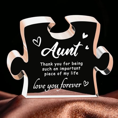 Aunt Gifts from Niece, Aunt Gifts, Auntie Gift Ideas - 4.9 x 3.7 inch Engraved Acrylic Puzzle Piece, Aunt Christmas Birthday Mothers Day Gifts, Best Aunt Ever Gifts