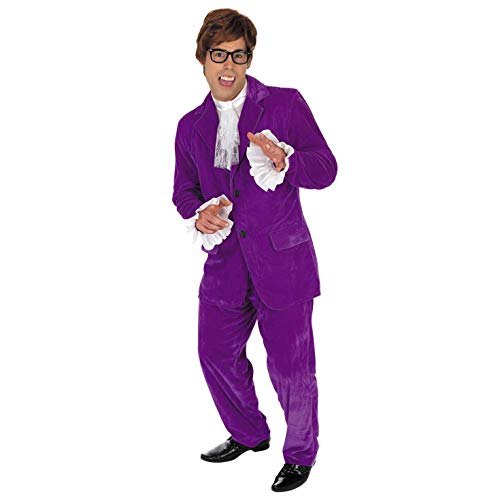 fun shack Purple 60s Swinger Costume, Groovy Costumes For Men, 60s Costume For Men, Movie Halloween Costumes For men, Large